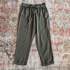 ANTHROPOLOGIE | thread + supply | womens army green tie waist slacks